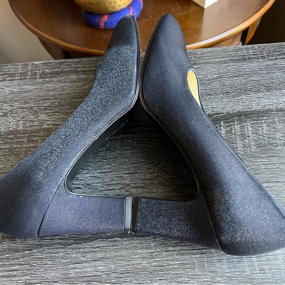 Nina Black Textured Fabric Pumps Block Heels US7.5 - Picture 4 of 9